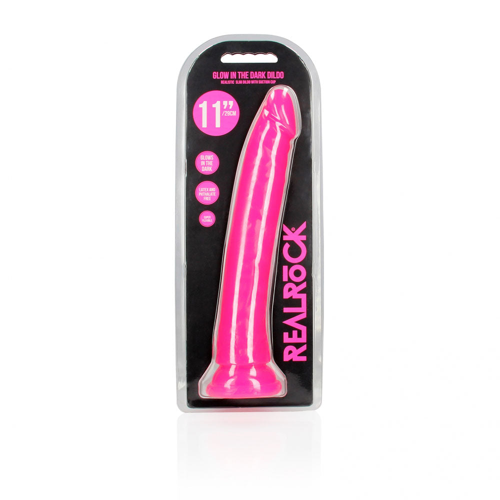 REALROCK 29 cm Slim Glow in the Dark Neon - Pink - Glow in Dark Pink 29 cm (11'') Dong