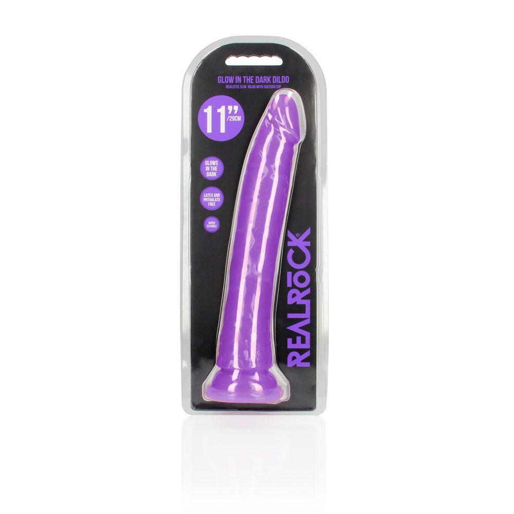 REALROCK 29 cm Slim Glow in the Dark Neon - Purple - Glow in Dark Purple 29 cm (11'') Dong