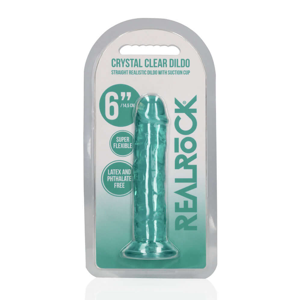 REALROCK 15.5 cm Straight Dildo - Turquoise - Turquoise 15.5 cm (6'') Dong
