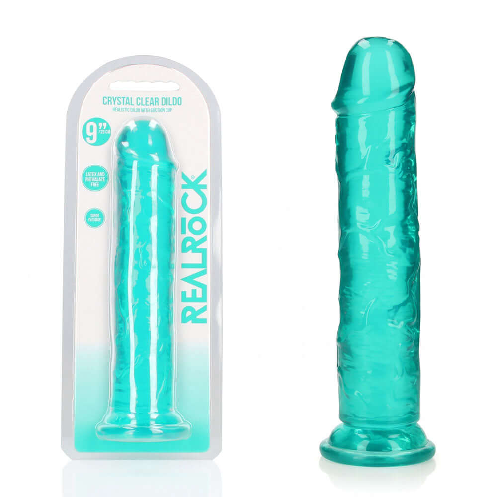 REALROCK 25 cm Straight Dildo - Turquoise - Turquoise 25 cm (10'') Dong