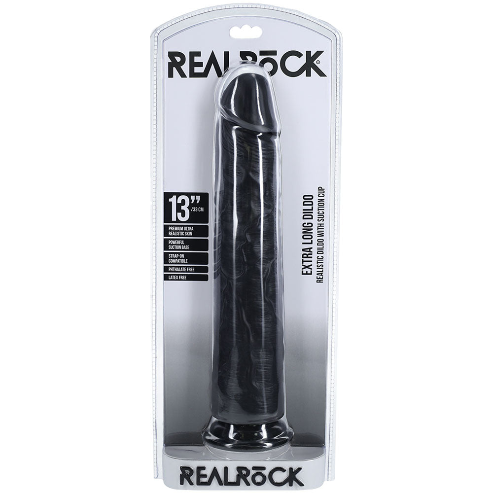 REALROCK 33cm Extra Long Dildo - Black - Black 33 cm (13'') Extra Long Dong