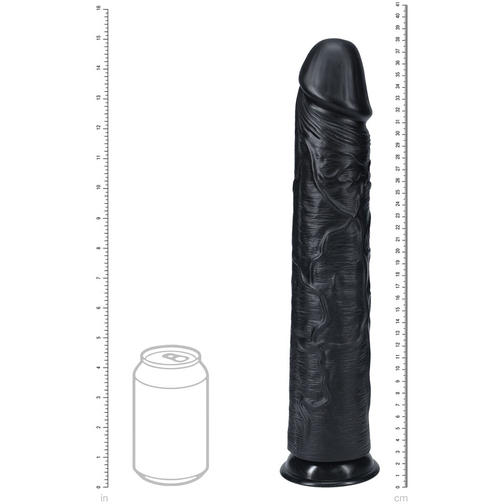 REALROCK 38cm Extra Long Dildo - Black - Black 38 cm (15'') Extra Long Dong