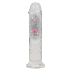 REALROCK 6'' No Balls Wireless Rechargeable LED Vibrating Dong - Clear with LED 16.5 cm USB Rechargeable Vibrating Dong with Remote