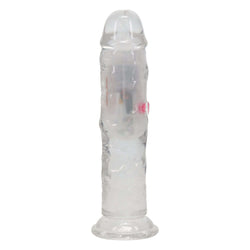 REALROCK 6'' No Balls Wireless Rechargeable LED Vibrating Dong - Clear with LED 16.5 cm USB Rechargeable Vibrating Dong with Remote