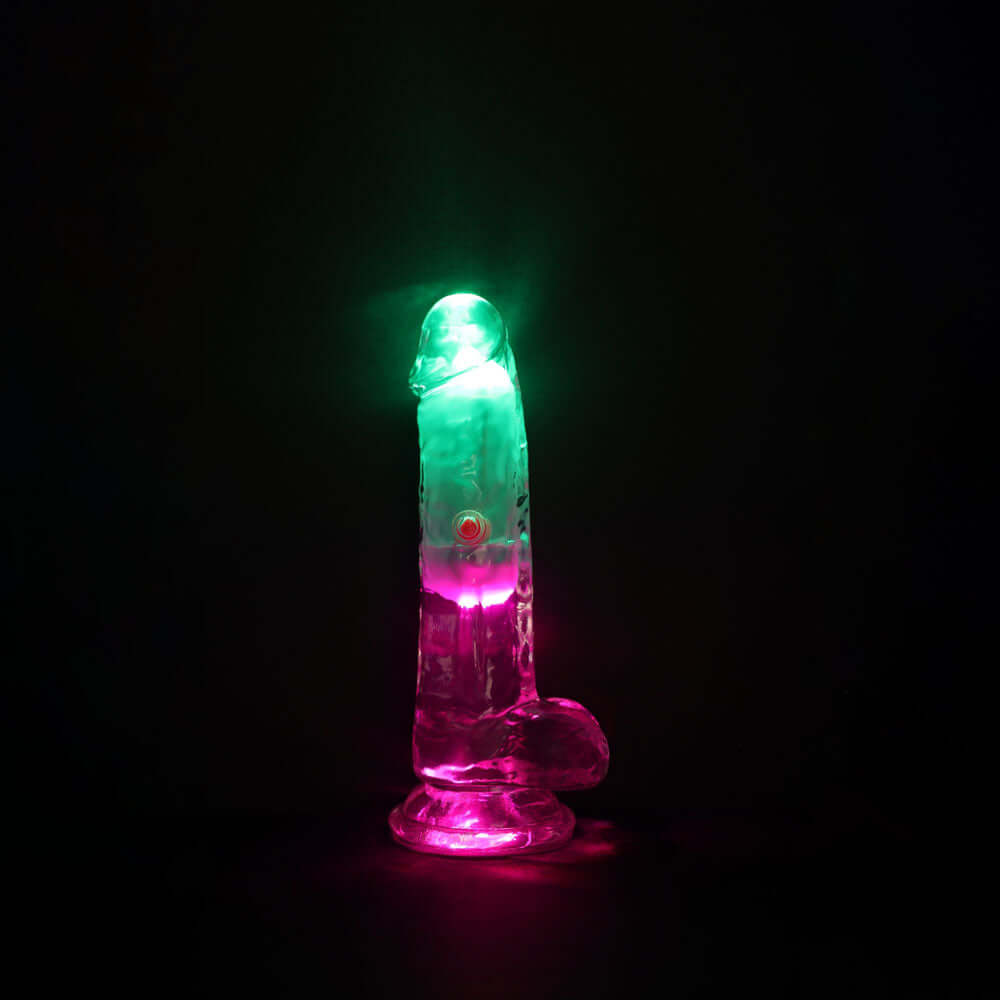 REALROCK 6'' with Balls Wireless Rechargeable LED Vibrating Dong - Clear with LED 16.2 cm USB Rechargeable Vibrating Dong with Remote