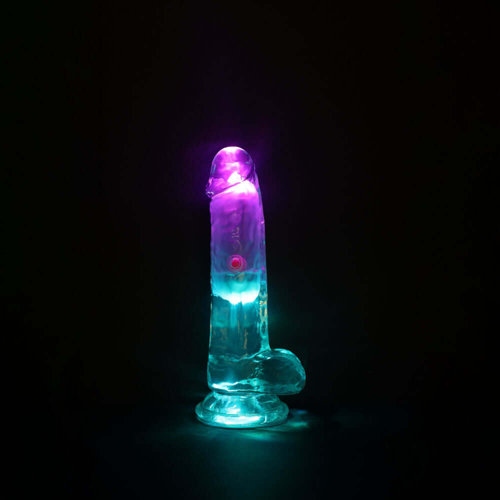 REALROCK 6'' with Balls Wireless Rechargeable LED Vibrating Dong - Clear with LED 16.2 cm USB Rechargeable Vibrating Dong with Remote