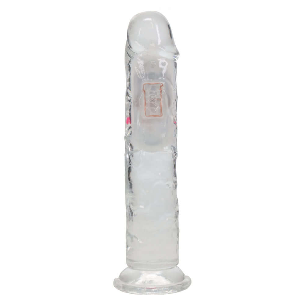 REALROCK 7'' No Balls Wireless Rechargeable LED Vibrating Dong - Clear with LED 20 cm USB Rechargeable Vibrating Dong with Remote