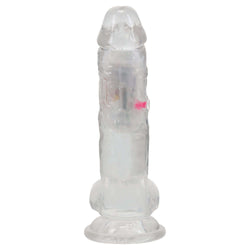 REALROCK 7'' with Balls Wireless Rechargeable LED Vibrating Dong - Clear with LED 19.5 cm USB Rechargeable Vibrating Dong with Remote