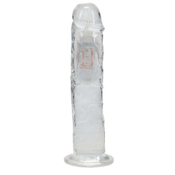 REALROCK 8'' No Balls Wireless Rechargeable LED Vibrating Dong - Clear with LED 22 cm USB Rechargeable Vibrating Dong with Remote
