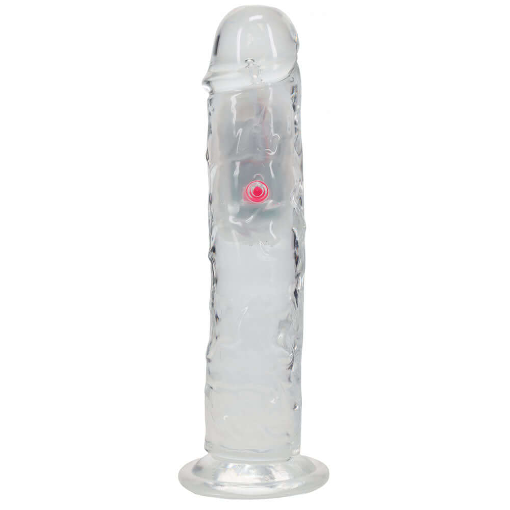 REALROCK 8'' No Balls Wireless Rechargeable LED Vibrating Dong - Clear with LED 22 cm USB Rechargeable Vibrating Dong with Remote