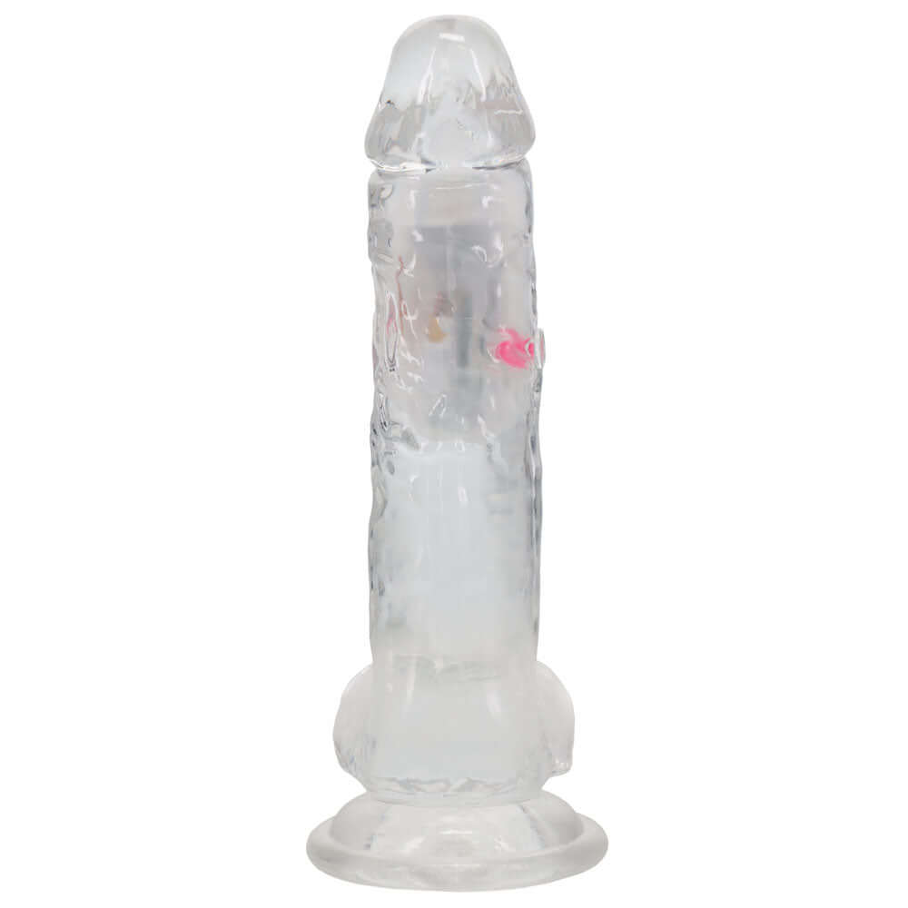 REALROCK 8'' with Balls Wireless Rechargeable LED Vibrating Dong - Clear with LED 22.5 cm USB Rechargeable Vibrating Dong with Remote