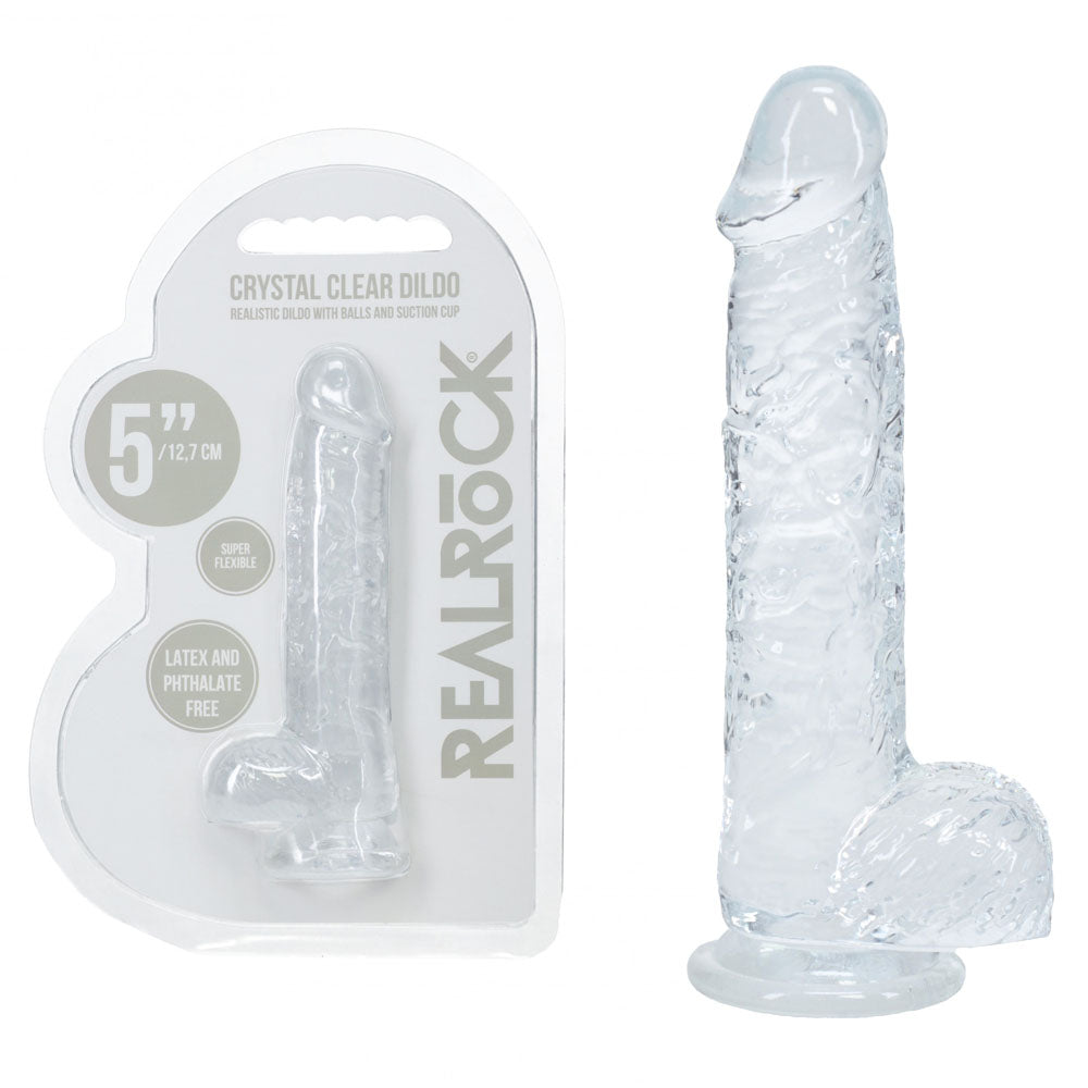REALROCK 5'' Crystal Clear Dildo with Balls - Clear - Clear 14.7 cm Dong