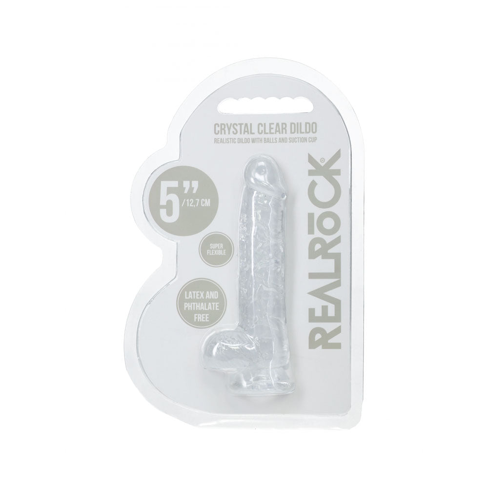 REALROCK 5'' Crystal Clear Dildo with Balls - Clear - Clear 14.7 cm Dong