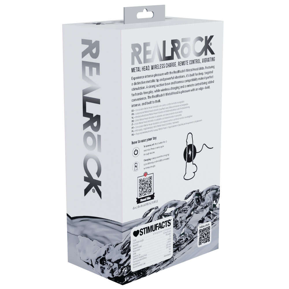 REALROCK Metal Head 7'' Rechargeable Dildo - Flesh - Flesh 19 cm USB Rechargeable Vibrating Dildo with Metal Head and Wireless Remote