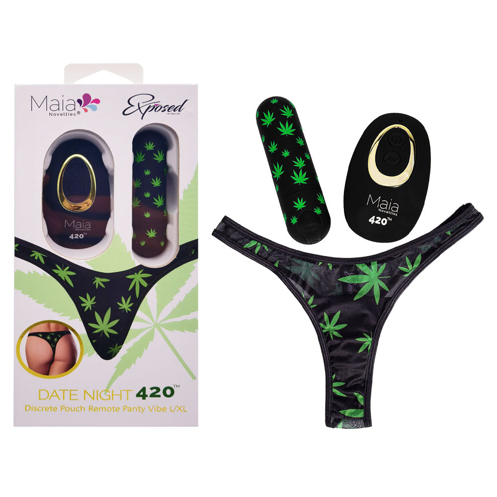 Maia DATE NIGHT 420 PANTY VIBE S/M with Black USB Rechargeable Bullet & Remote