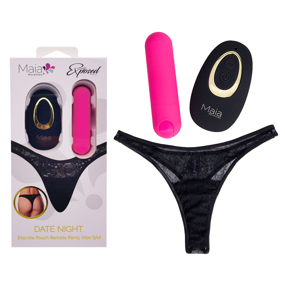 Maia DATE NIGHT PANTY VIBE L/XL Panty with Pink USB Rechargeable Bullet & Remote