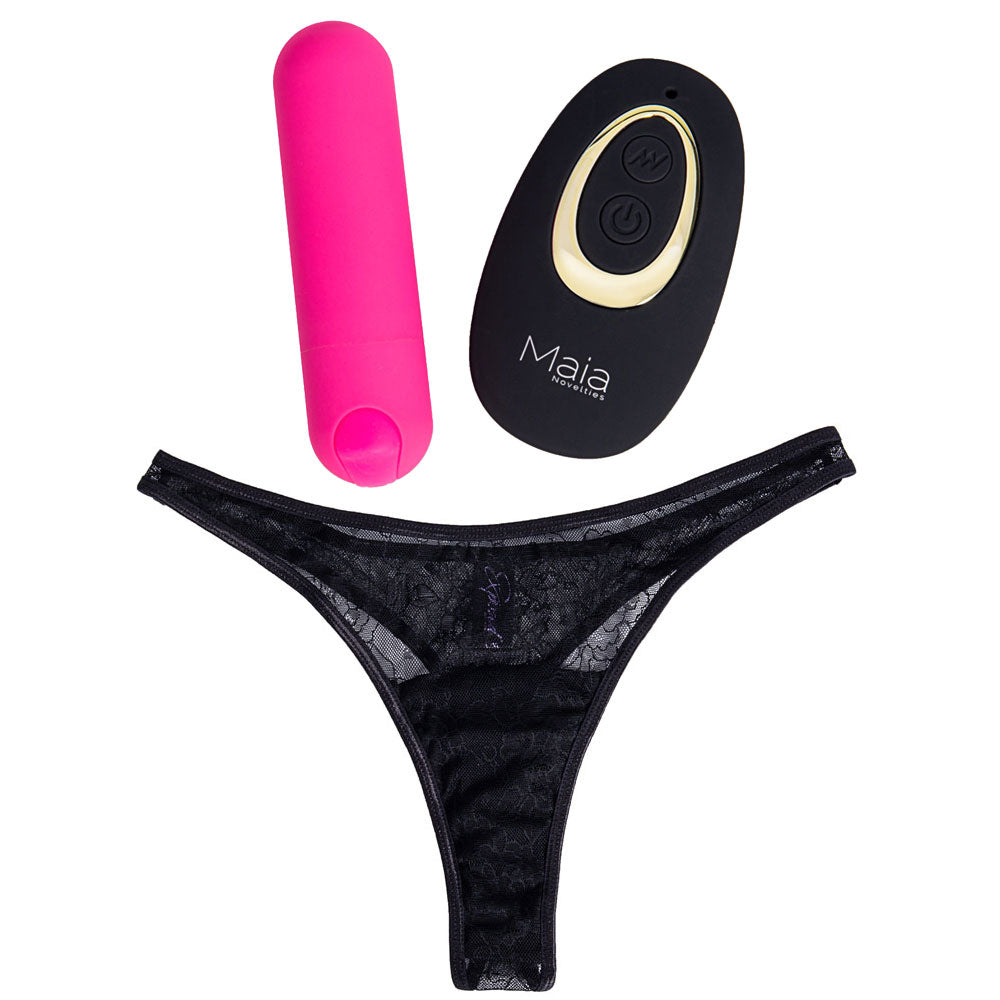 Maia DATE NIGHT PANTY VIBE S/M Panty with Pink USB Rechargeable Bullet & Remote