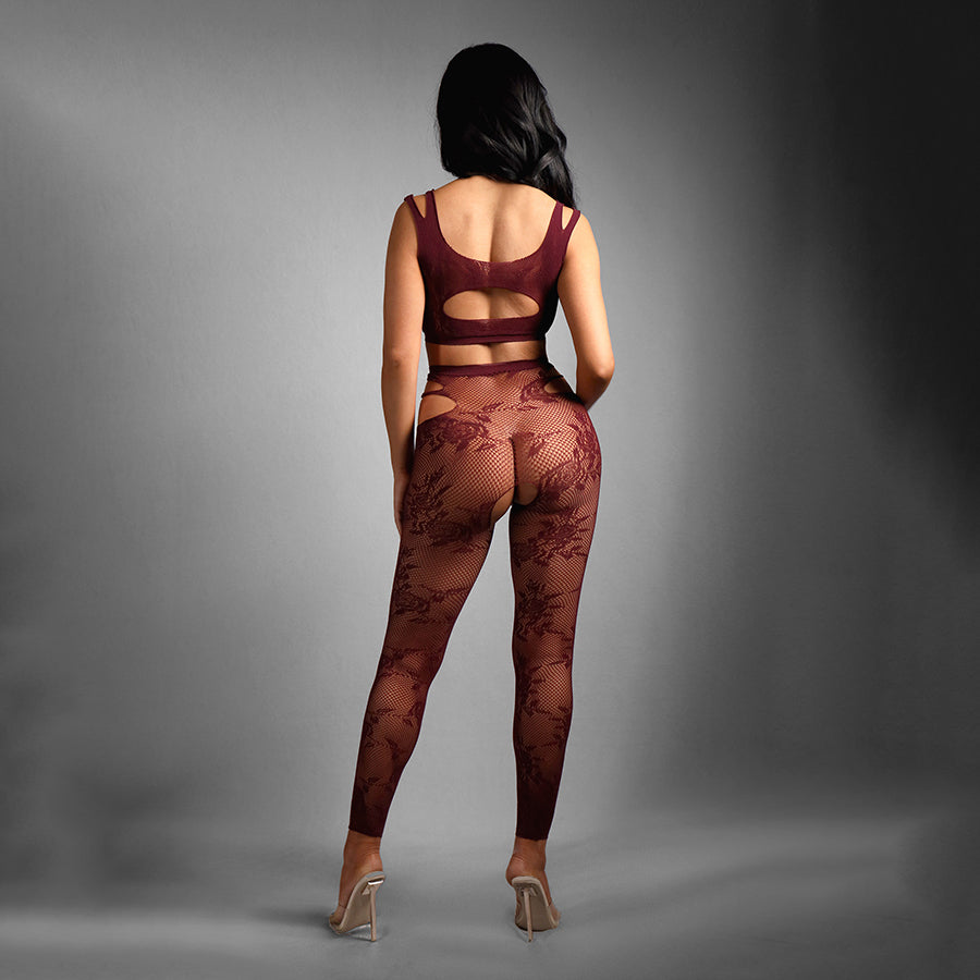 SHEER FANTASY UNDIVIDED ATTENTION Burgundy One Size