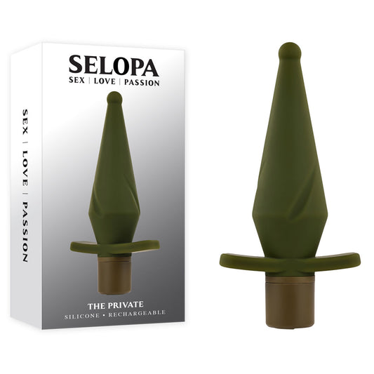 Selopa THE PRIVATE Green 13 cm USB Rechargeable Vibrating Butt Plug
