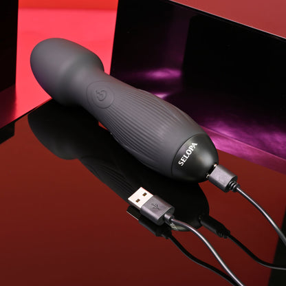 Selopa POWER TRIP Black 18.8 cm USB Rechargeable Massage Wand