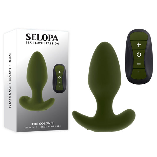 Selopa THE COLONEL Green 10.1 cm Vibrating Butt Plug with Wireless Remote