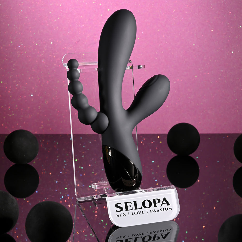 Selopa TRIPLE ACES - Black 19.7 cm USB Rechargeable Triple Stimulator Vibrator