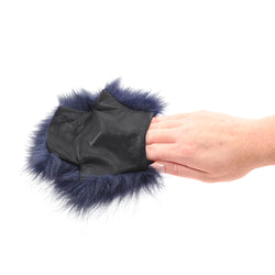 Sex & Mischief Cougar Spiked Sensory Glove - Navy Blue Furry Glove with Metal Spikes