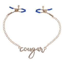 Sex & Mischief Cougar Nipple Clamps - Gold with 33 cm Chain