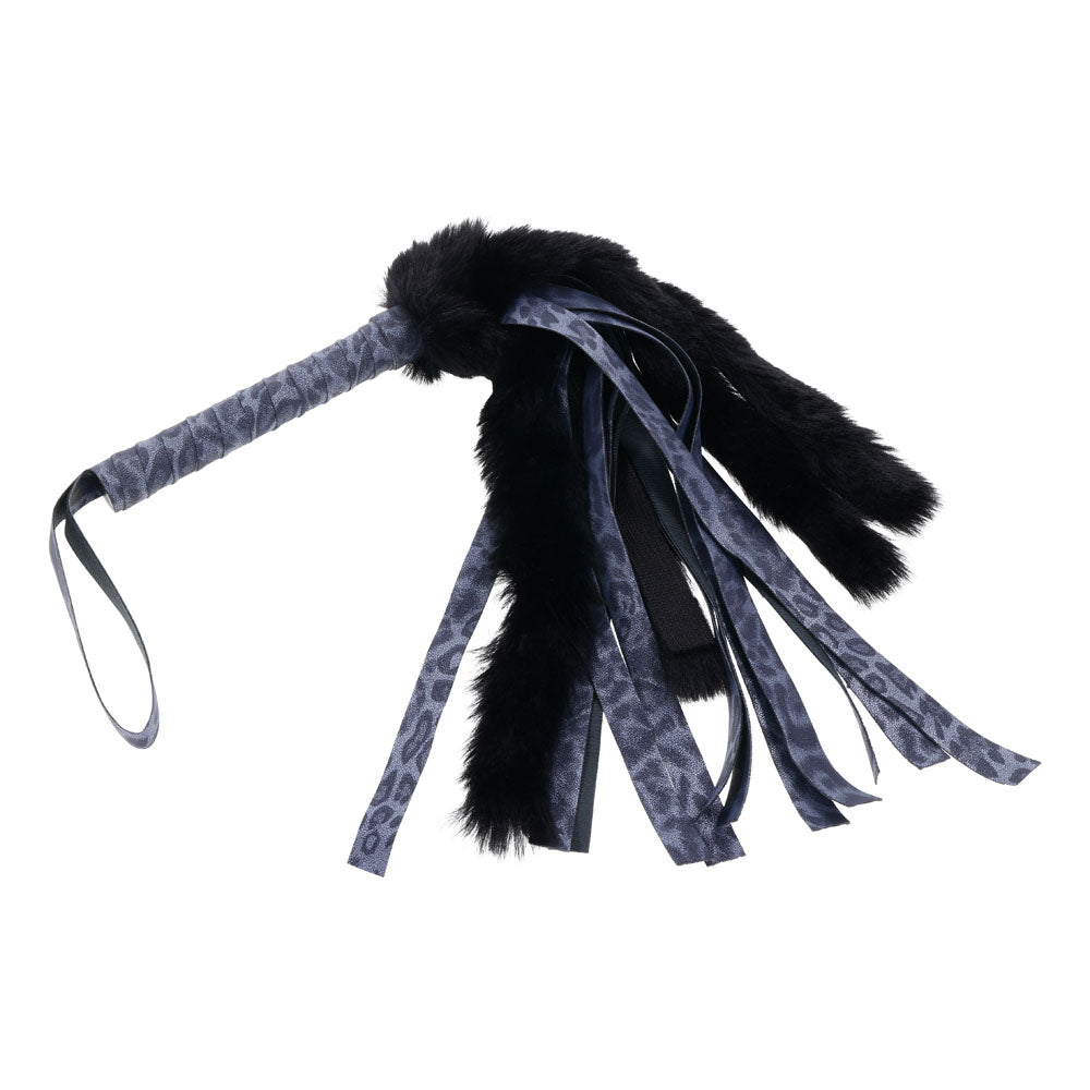 Sex & Mischief Cougar Faux Fur Flogger - Navy /Black