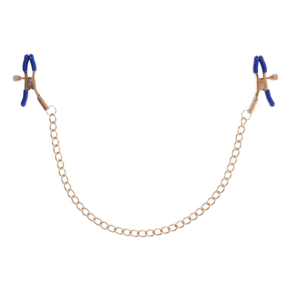 Sex & Mischief Cougar Chained Nipple Clamps - Gold