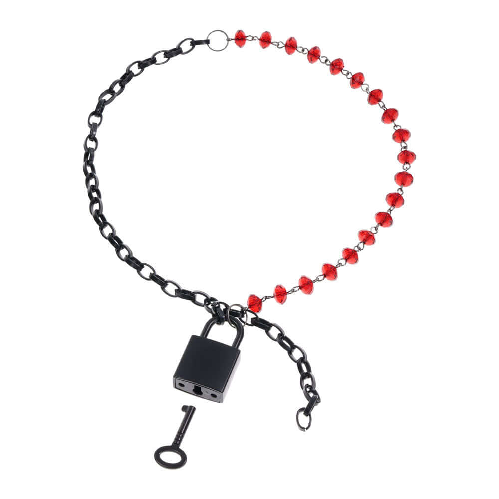 S&M Exs & Ohs Crystal Day Collar - Red/Black Collar Jewellery