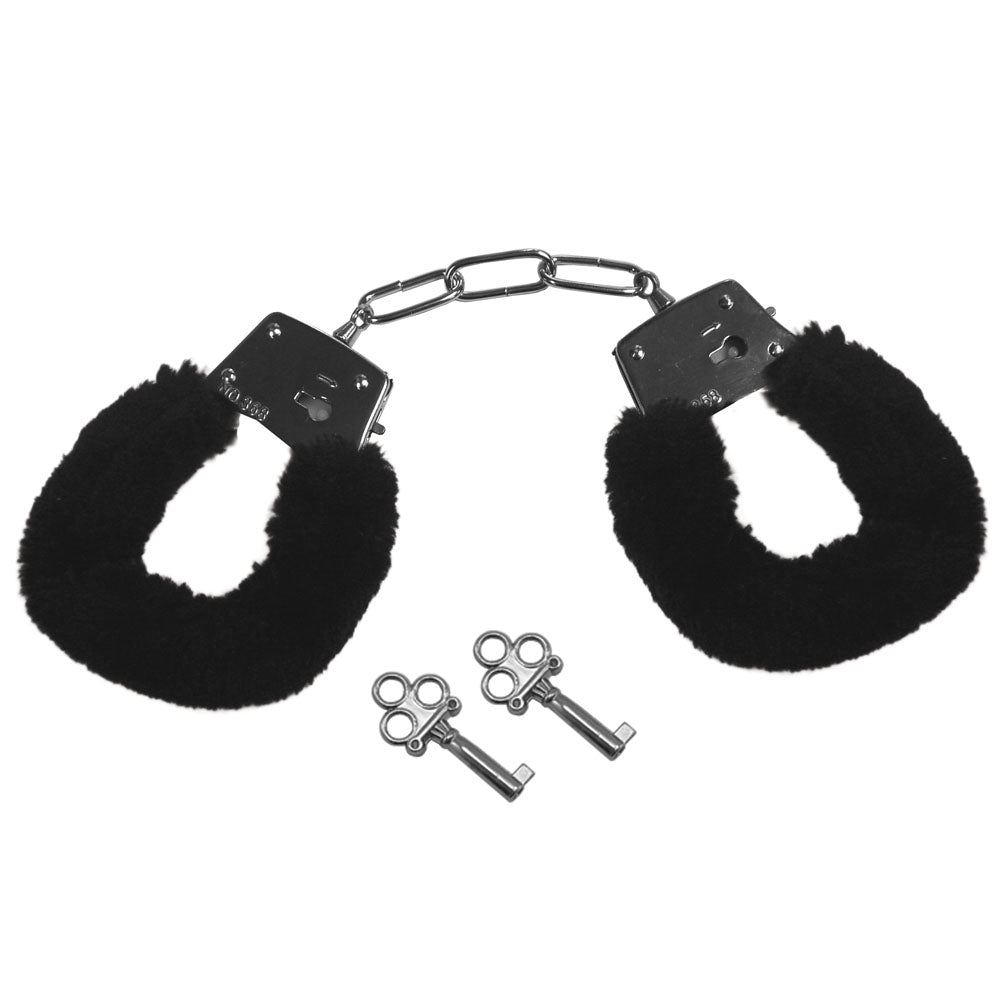 Sex & Mischief Furry Handcuffs - Black