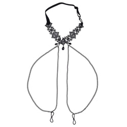 Sex & Mischief Lace Collar with Nipple Ties - Black Neck and Nipple Restraints