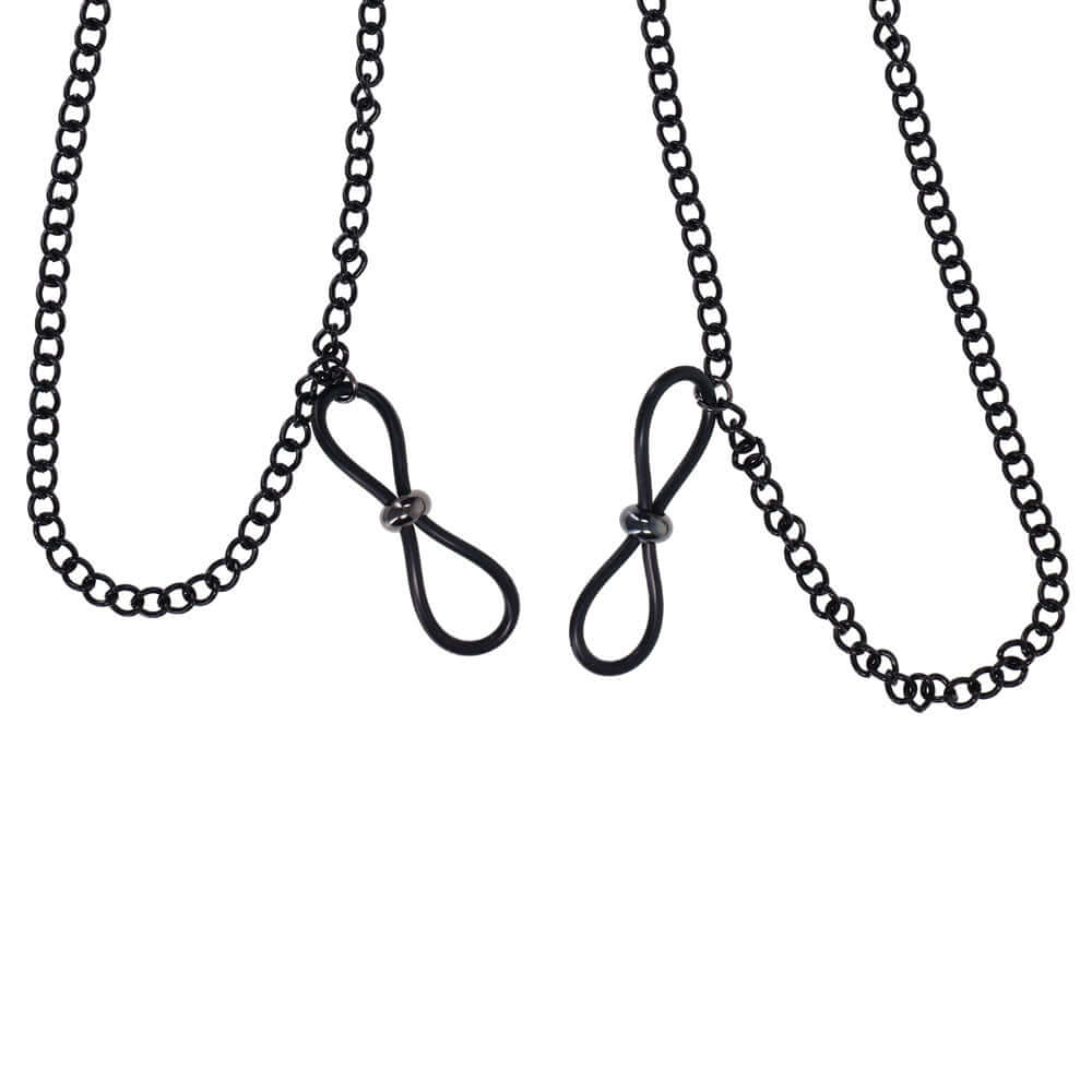 Sex & Mischief Lace Collar with Nipple Ties - Black Neck and Nipple Restraints