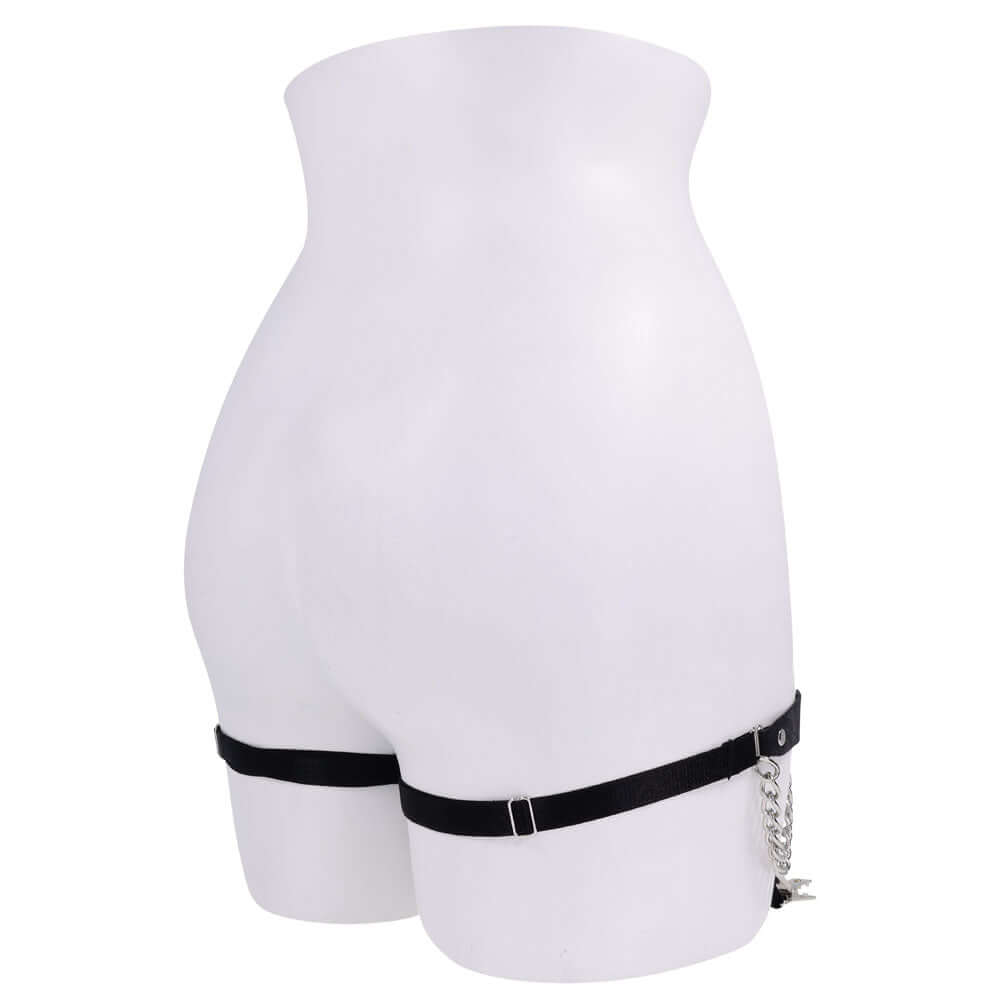 Sex & Mischief Chain Lace Garters - Black/Metal Garters