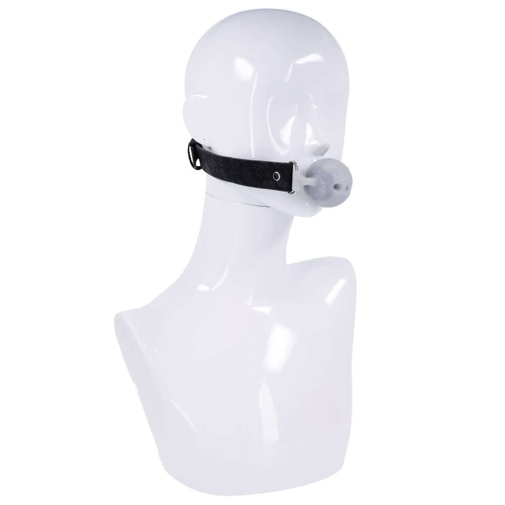 Sex & Mischief Lace Silicone Breathable Ball Gag - Black/Grey Mouth Restraint