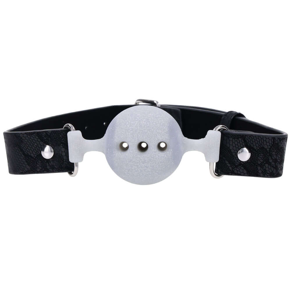 Sex & Mischief Lace Silicone Breathable Ball Gag - Black/Grey Mouth Restraint