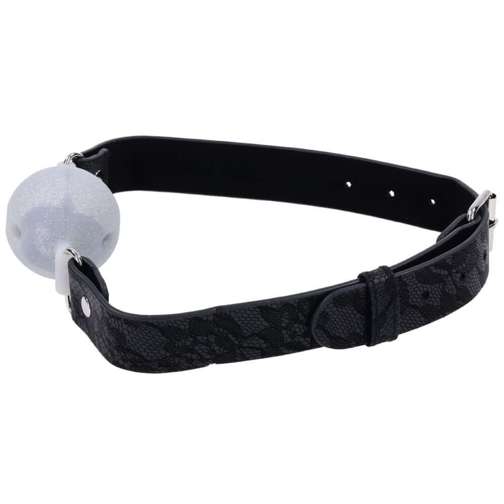Sex & Mischief Lace Silicone Breathable Ball Gag - Black/Grey Mouth Restraint