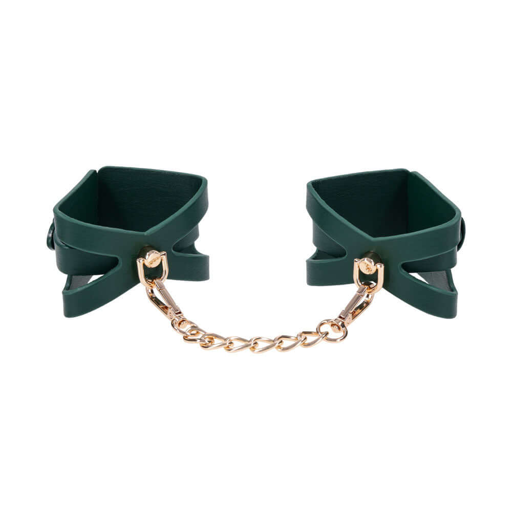 Sex & Mischief Indica Cutout Cuffs - Green/Gold Restraints
