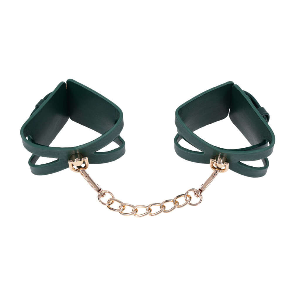 Sex & Mischief Indica Cutout Cuffs - Green/Gold Restraints