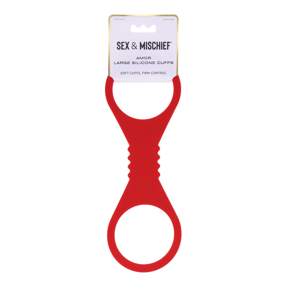 Sex & Mischief Amor Large Silicone Cuffs - Red Large Restraints
