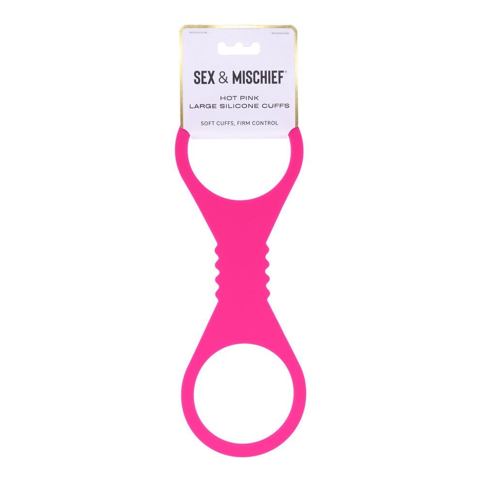 Sex & Mischief Large Hot Pink Silicone Cuffs - Hot Pink Large Restraints