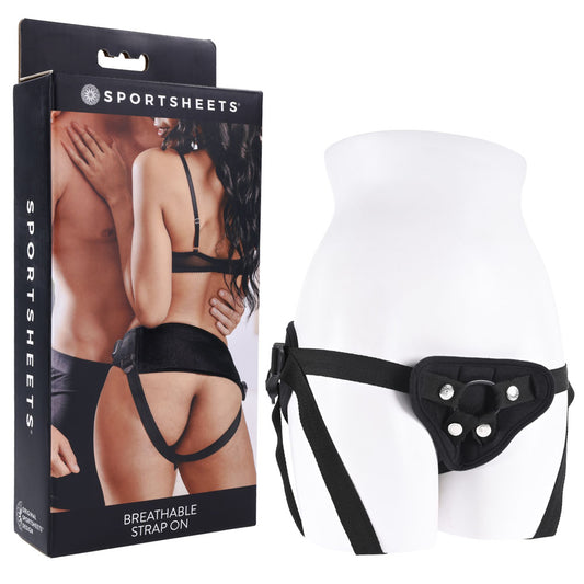 SPORTSHEETS Breathable Strap On Black Adjustable Strap-On Harness (No Probe)