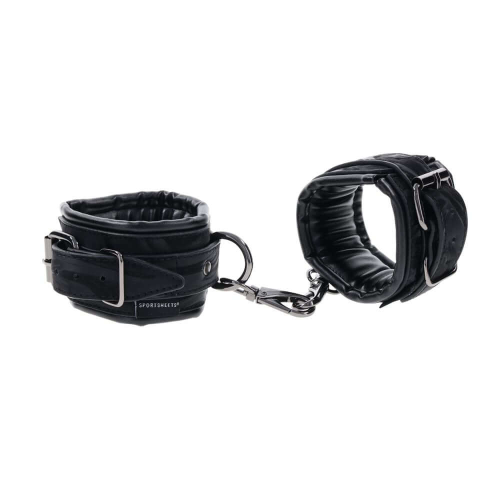 SPORTSHEETS Velvet Noir Handcuffs - Black Adjustable Cuff Restraints