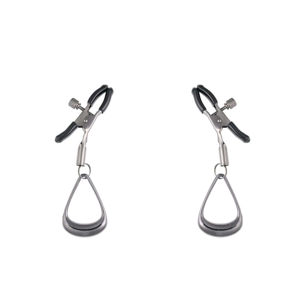 SPORTSHEETS Velvet Noir Tuggable Nipple Clamps - Gunmetal Adjustable Nipple Restraints