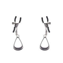 SPORTSHEETS Velvet Noir Tuggable Nipple Clamps - Gunmetal Adjustable Nipple Restraints