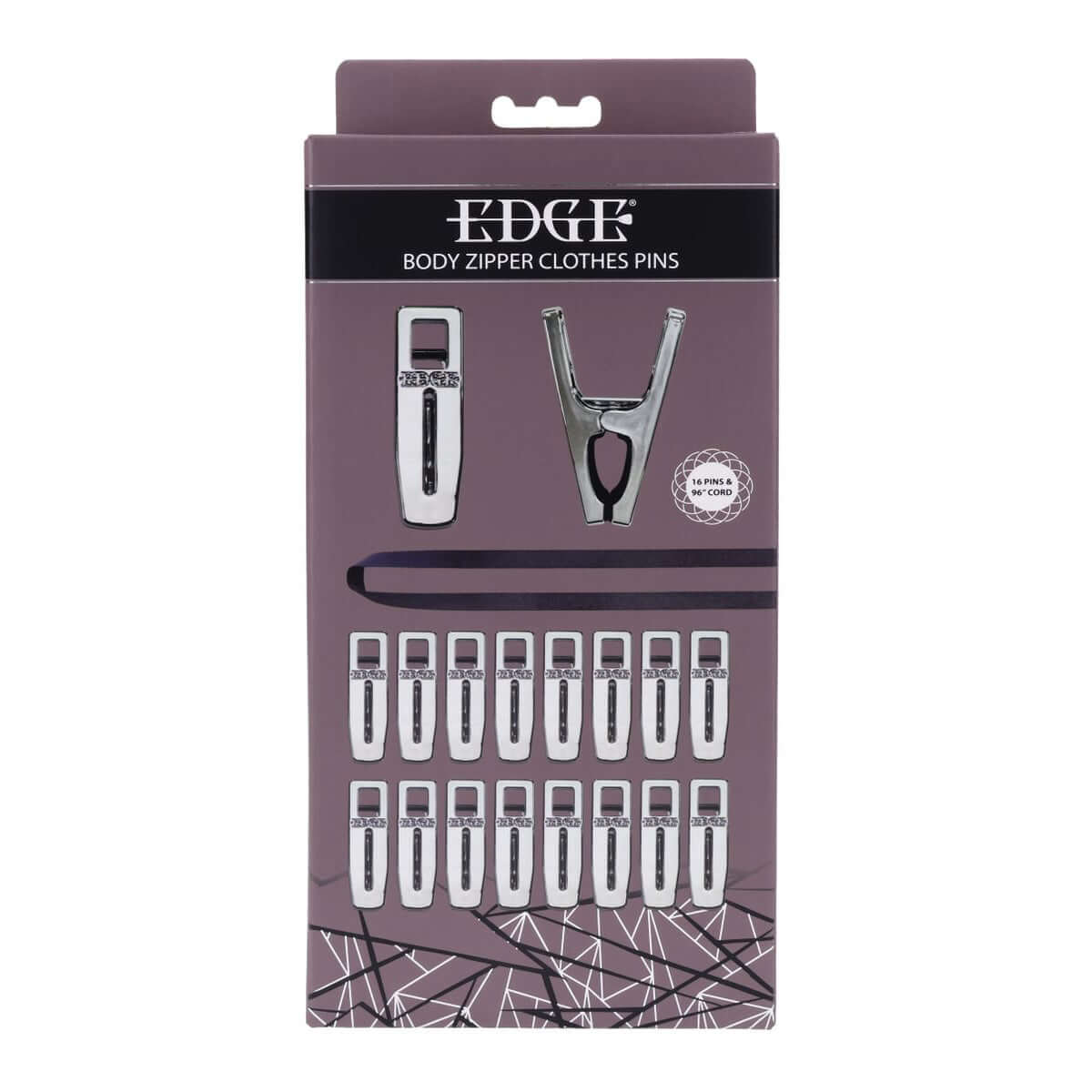 EDGE Body Zipper Clothes Pins - Chrome Chrome Pins - Set of 16