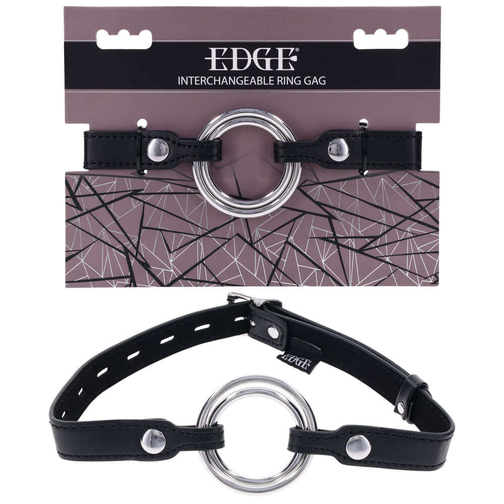 EDGE Interchangeable Ring Gag - Black Mouth Gag Restraint with 2 Interchangeable Pieces