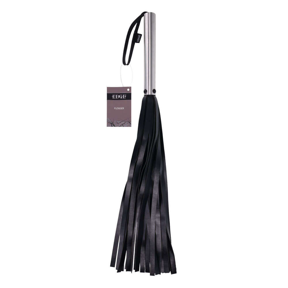EDGE Flogger - Black Flogger Whip with Metal Handle