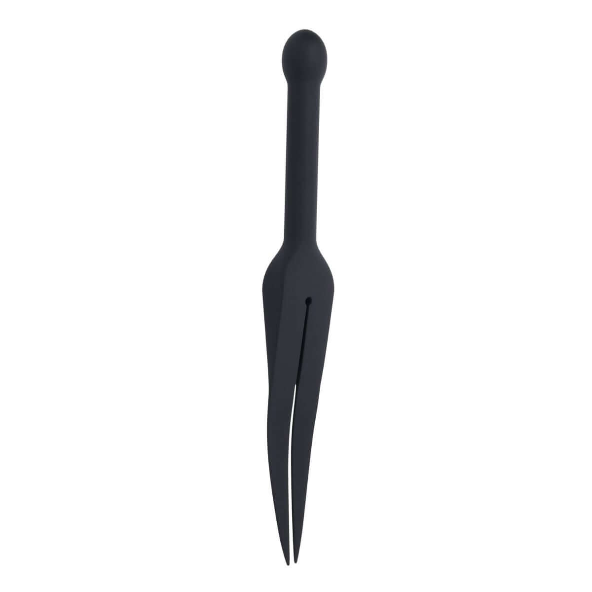 EDGE Silicone Tawse - Black Silicone Tawse Whip with Insertable Handle